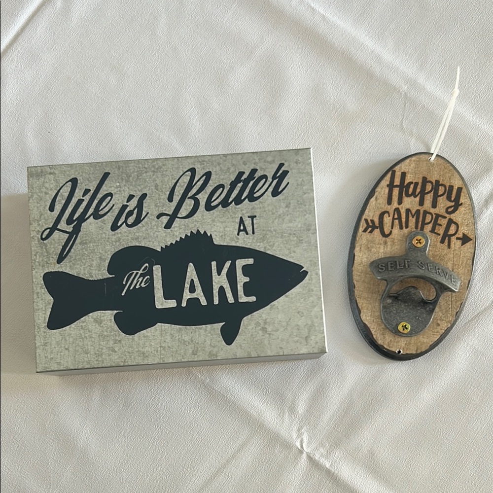Hobby Lobby Metal Wall plaque with bottle opener Set